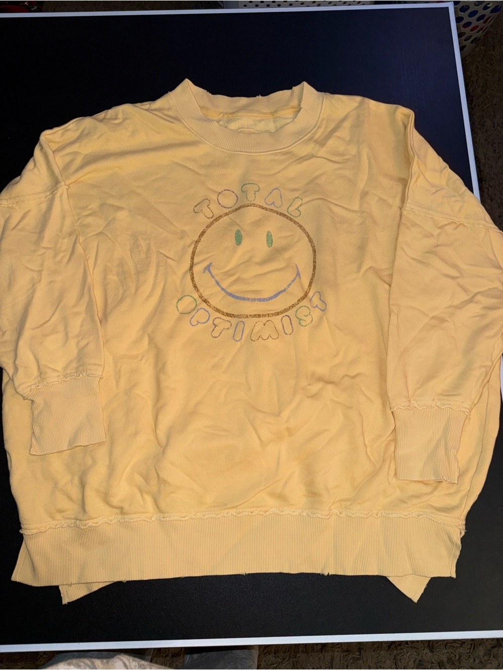 Aerie Butter Yellow Total Optimist Smiley Face